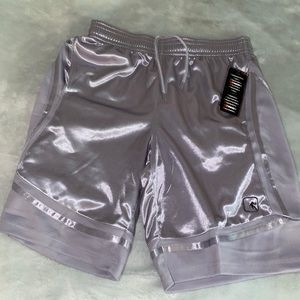 Silver athletic shorts, brand new, has tags, AND 1